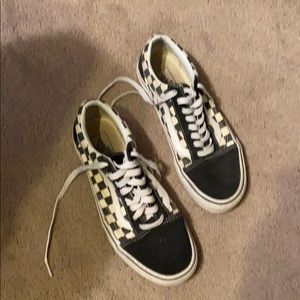Black and white checkered Vans
